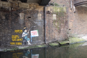 banksy's graffiti at Regent's canal